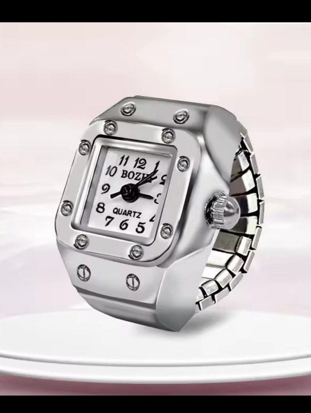 Silver Quartz Ring Watch - Silver One size